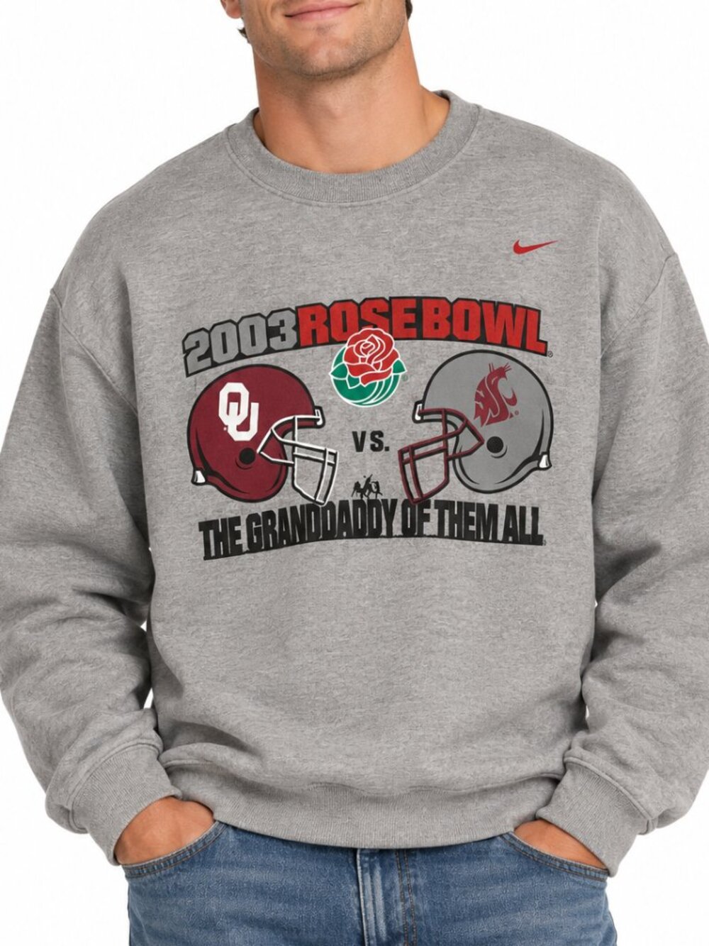 Nike 2003 Rose Bowl Sweatshirt XL WSU vs Oklahoma